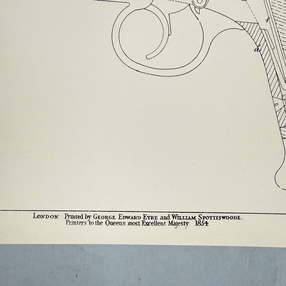 Antique 1854 Adams Revolver Patent Specification Lithograph on Laid Paper 14x21 - Picture 6 of 12